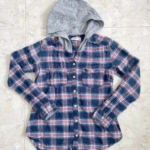 abercrombie kids Hooded Blue/Pink Flannel Girls L/XL (Large/X-Large)